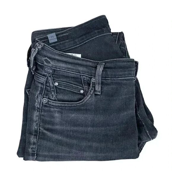 Citizens of Humanity Rocket Crop High Rise Skinny Black Denim Jeans SZ 25 # 1040 - Picture 7 of 14